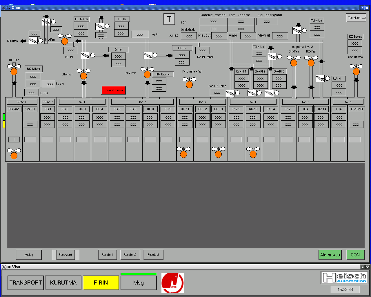 Screenshot from program for controlling tile plant