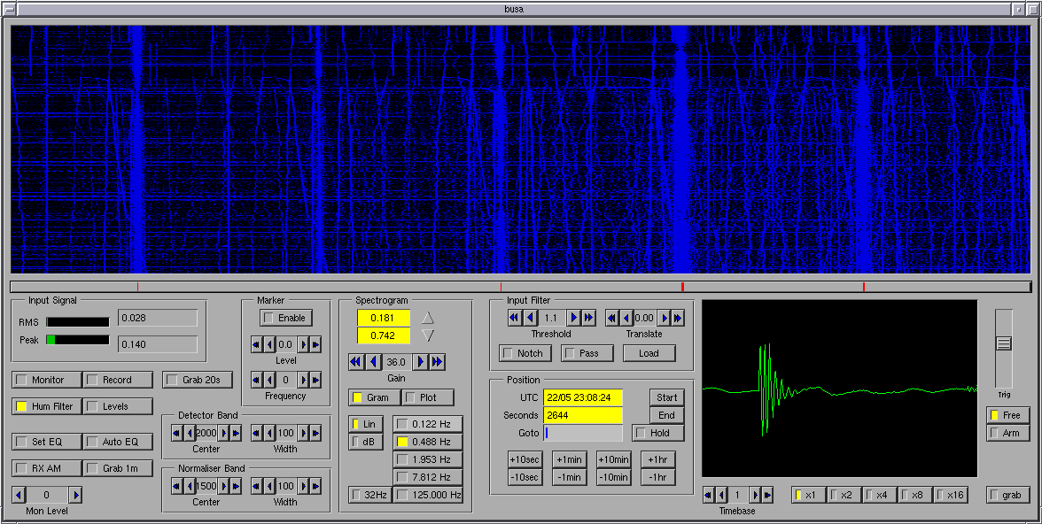 Screenshot from VLF signal analyser program